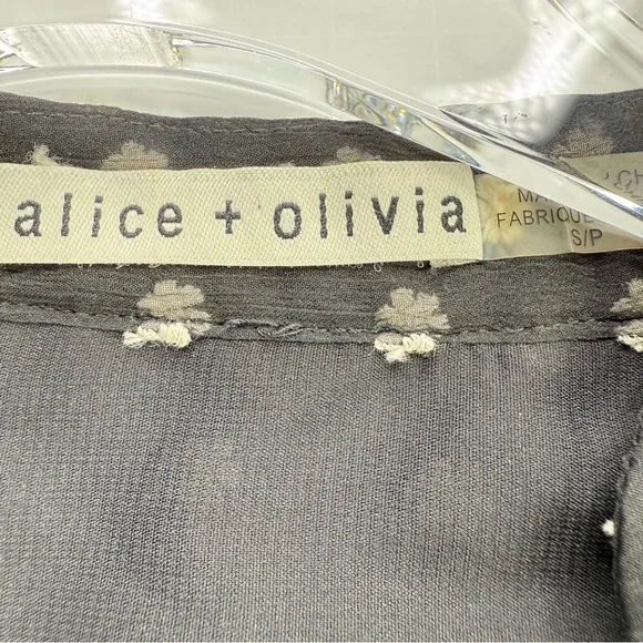 Alice + Olivia Sheila Sheer blouse with embroidered flowers, S - Picture 5 of 9